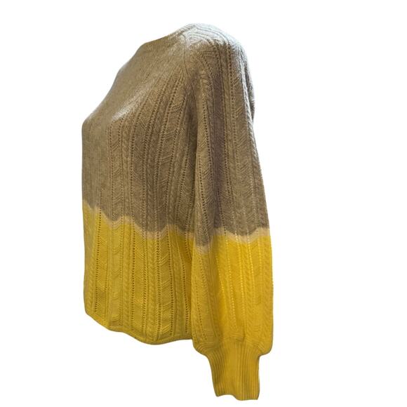 Design History 100% Cashmere Dip Dye Ombre Sweater, Gray To Yellow, Size Medium - Picture 3 of 6